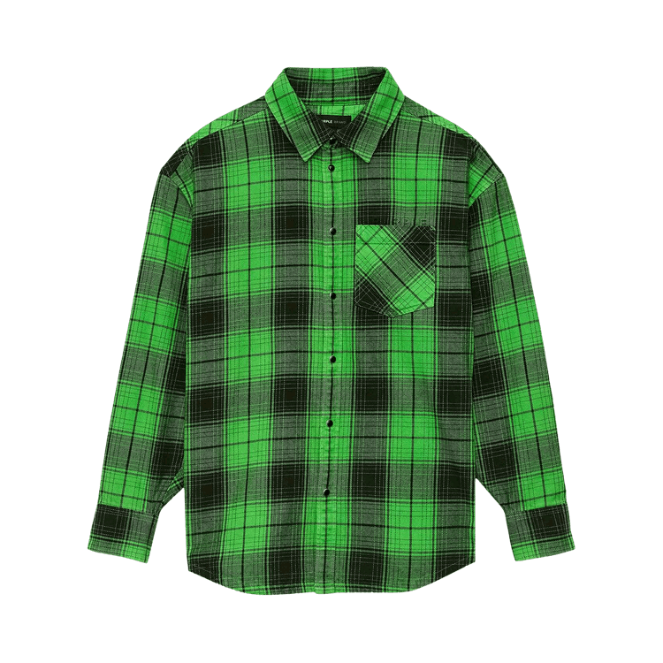 PURPLE BRAND Plaid Western Shirt "Green"