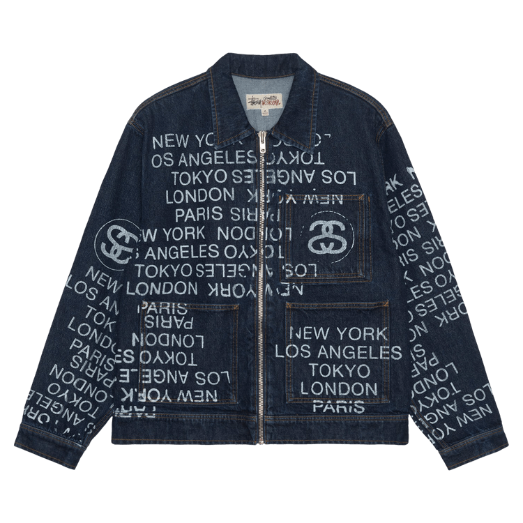 Stussy City Link Denim Zip Work Jacket "One Wash"