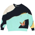 Nahmias Butterfly Intarsia Crewneck "Marine Blue/Multicolor"