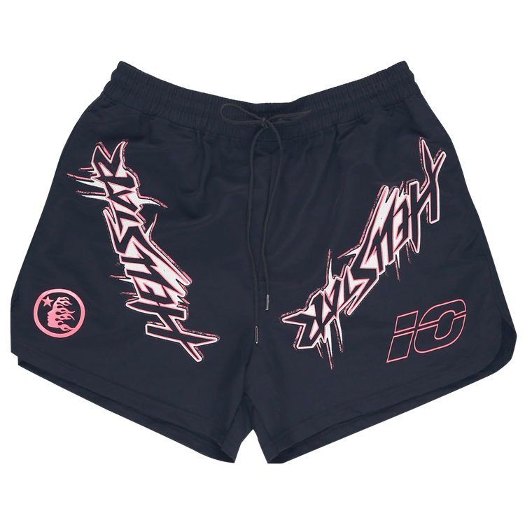 Hellstar Waxed Nylon Athletic Shorts "Black"