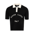 Mr. Saturday Knit Short-Sleeve Polo "Black/Ecru"