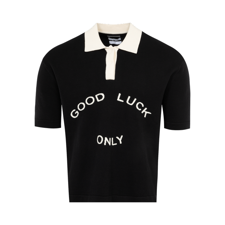 Mr. Saturday Knit Short-Sleeve Polo "Black/Ecru"