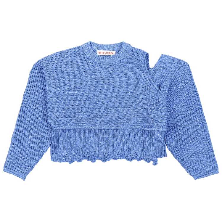 Ottolinger Knitted Deconstructed Wrap Knit Top "Blue"