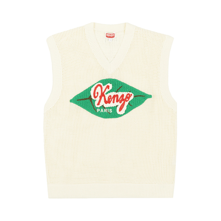 Kenzo Fruit Stickers V Neck Sweater Vest "Beige"