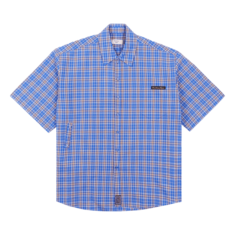 Martine Rose Short-Sleeve Wrap Shirt "Blue"