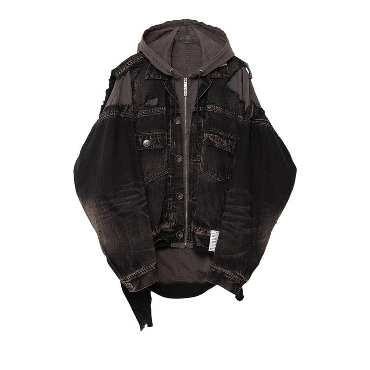 Maison Mihara Yasuhiro Double Layered Denim Hooded Jacket "Black"