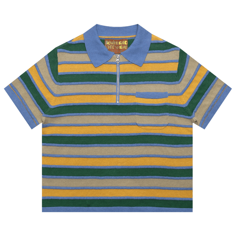 Brain Dead Lifted Stripe Half Zip Shirt "Yellow Multicolor"