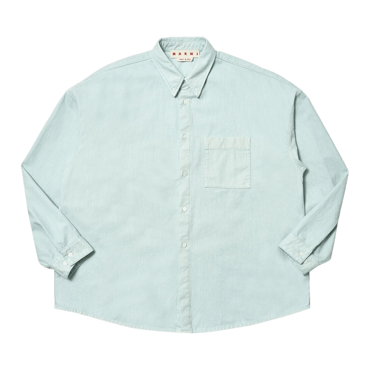Marni Flocked Denim Overshirt "Aquamarine"
