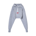 Coperni Half Zip Boxy Cropped Sweater "Light Grey"