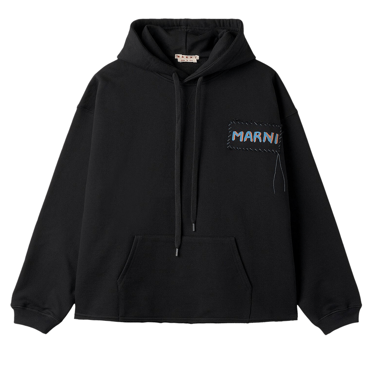 Marni Logo Cropped Hoodie "Black"