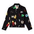 Sky High Farm Workwear Charm Print Denim Jacket "Black"