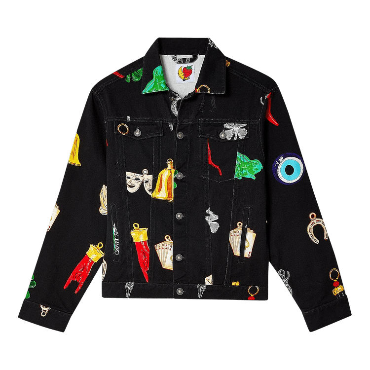 Sky High Farm Workwear Charm Print Denim Jacket "Black"