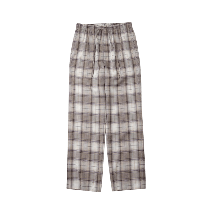 Auralee Super Light Wool Check Easy Slacks "Brown"