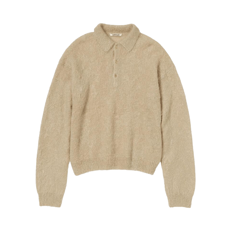 Auralee Brushed Super Kid Mohair Polo "Beige"