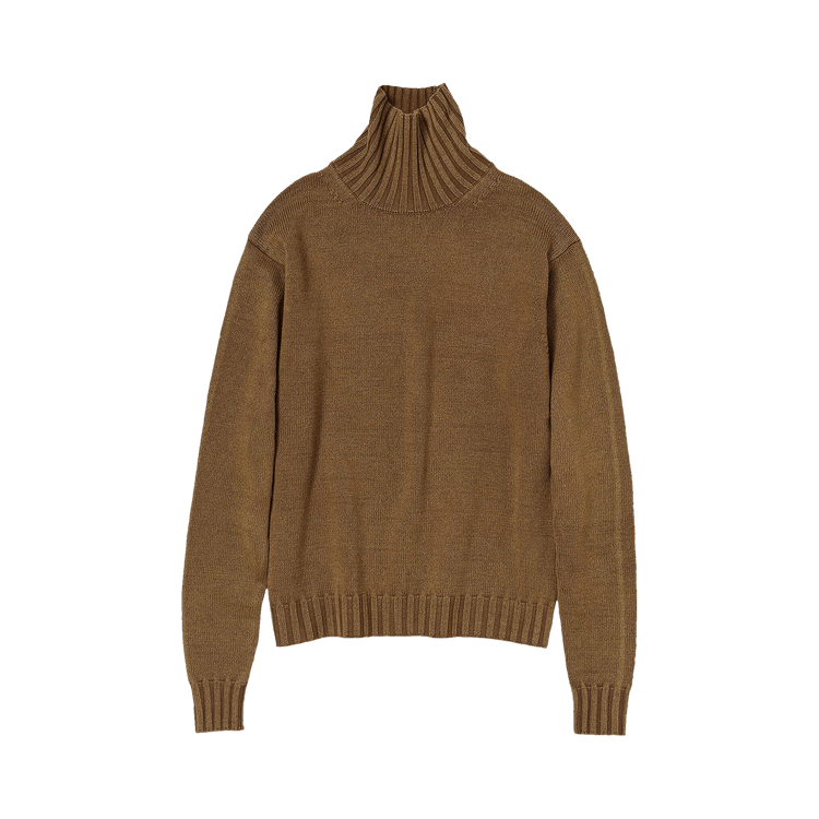 Auralee Washed French Merino Turtleneck "Brown"