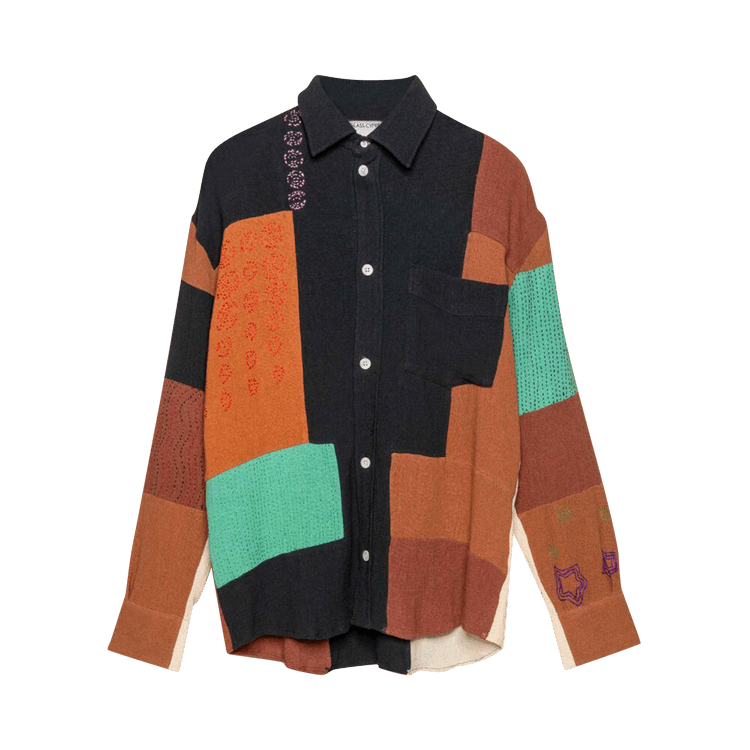 Glass Cypress Patchwork Gauze Flannel "Black"