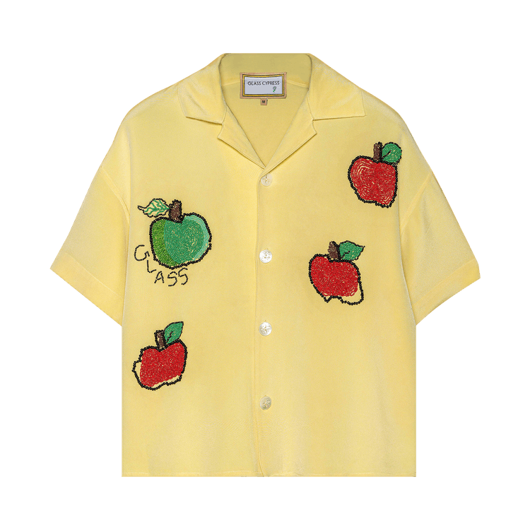 Glass Cypress Beaded Apples On Sunrise Shirt "Yelllow"