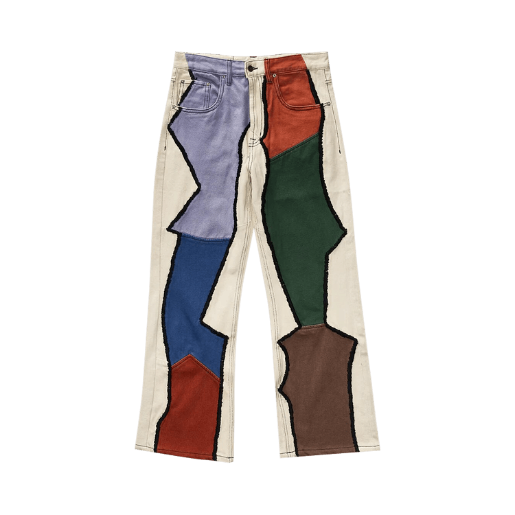 Glass Cypress Patchwork Semi Flare Denim "Cream"