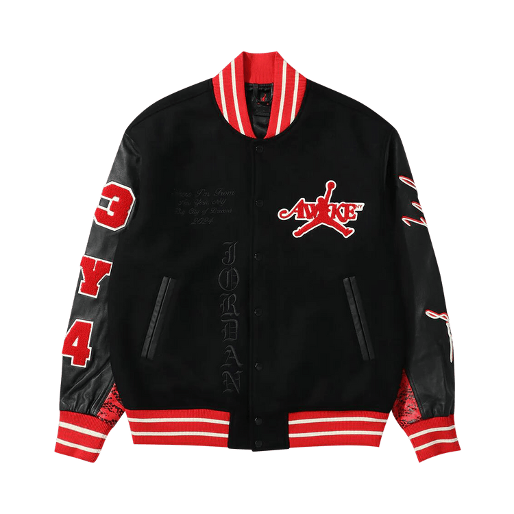 Air Jordan x Awake NY Varsity Jacket "University Red/Black"