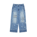 Ader Error Distressed Wide Leg Jeans "Blue"