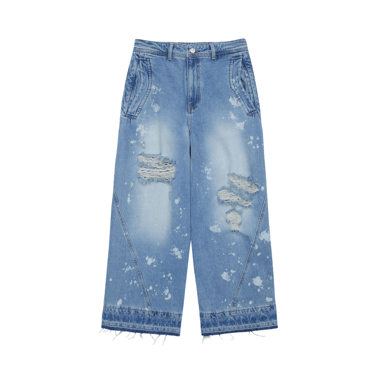 Ader Error Distressed Wide Leg Jeans "Blue"