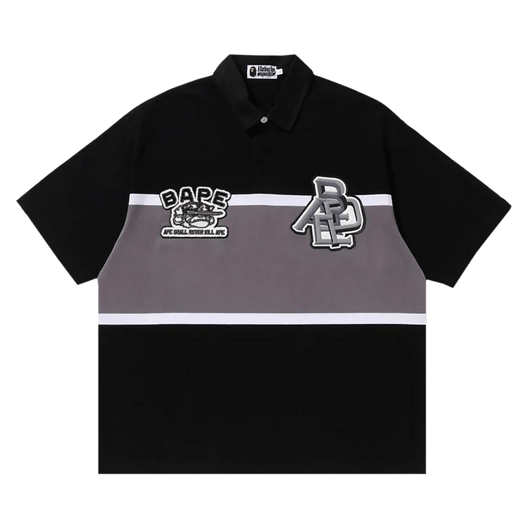 BAPE Color Blocking Oversized Rugby Polo "Black"