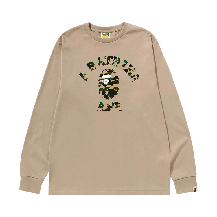 BAPE 1st Camo College Long-Sleeve Tee "Beige/Yellow"