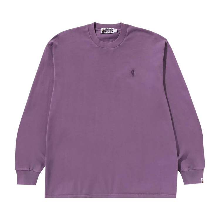 BAPE Ape Head One Point Garment Dyed Long-Sleeve Tee "Purple"