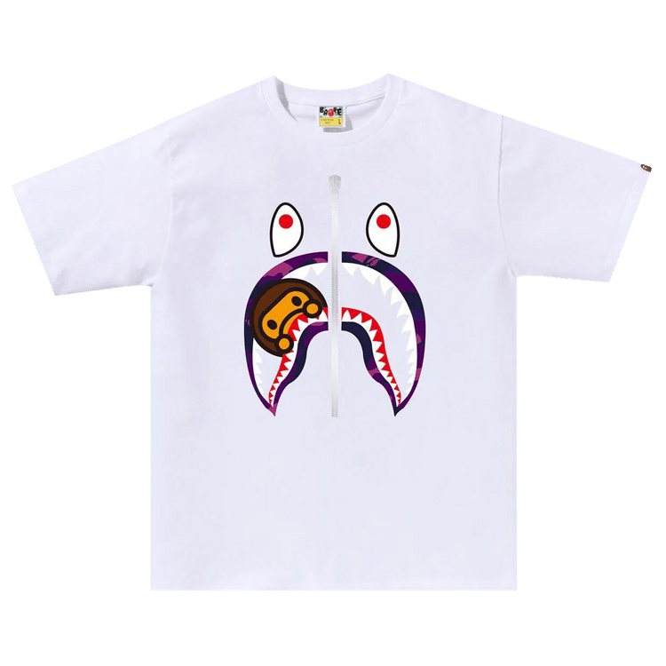 BAPE Color Camo Milo Shark Tee "White/Purple"