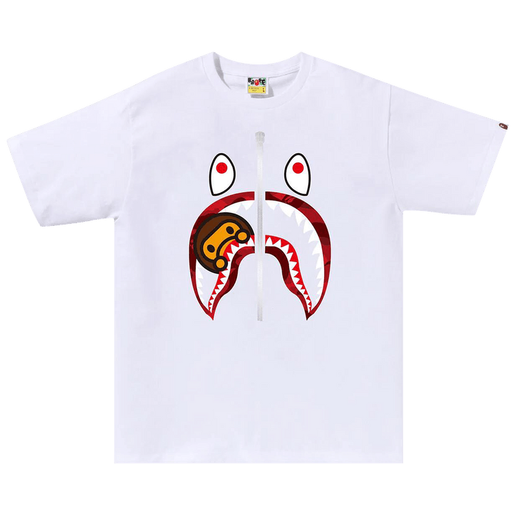 BAPE Color Camo Milo Shark Tee "White/Red"