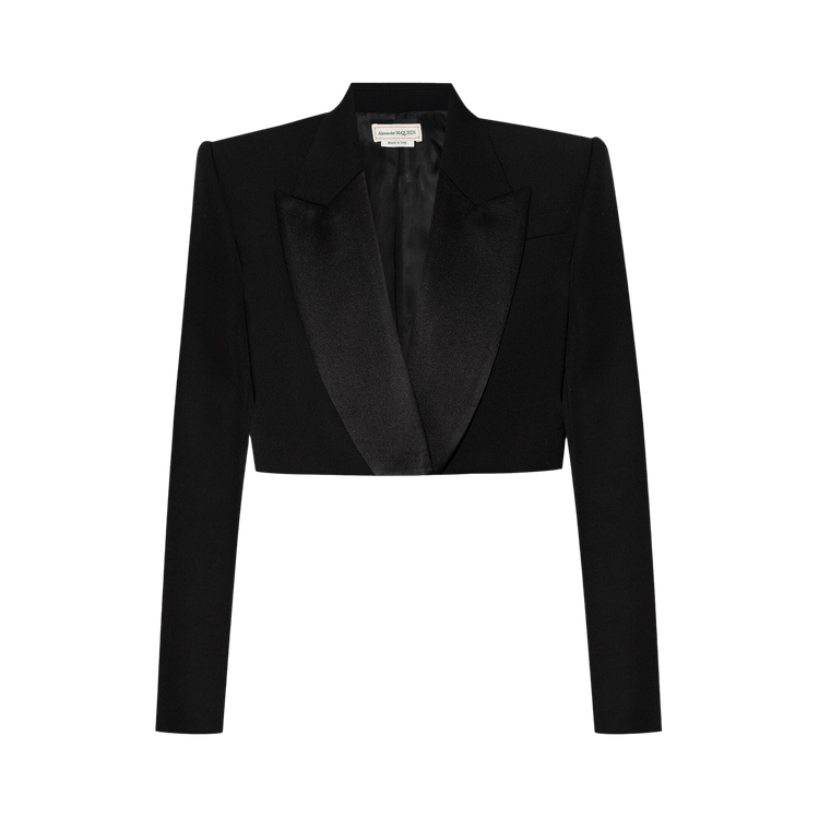 Alexander McQueen Cropped Tuxedo Jacket "Black"