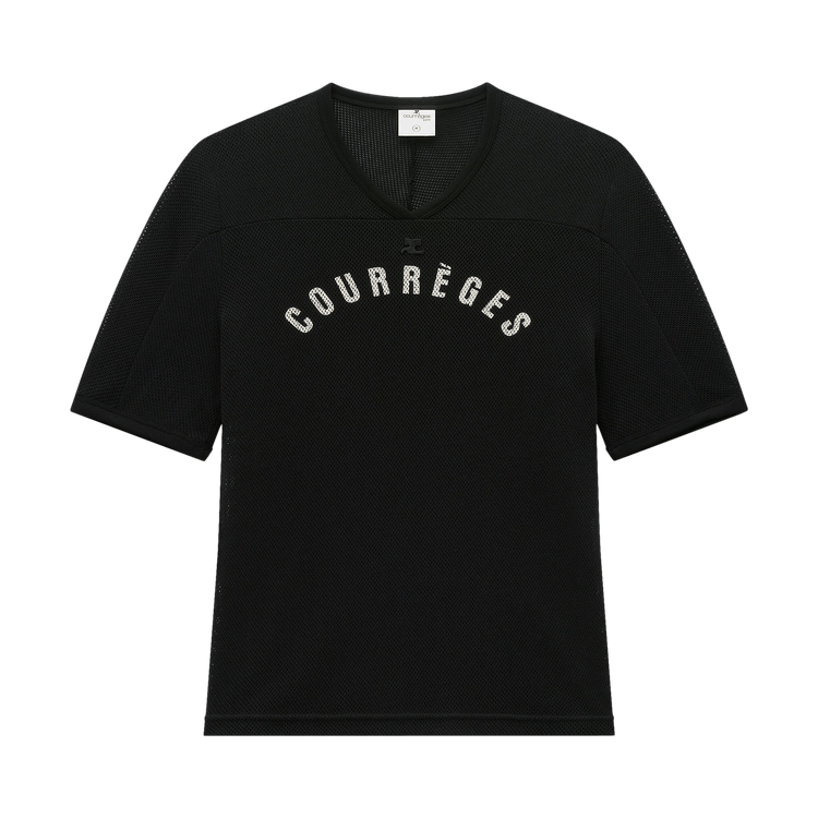 Courrèges Baseball Printed Mesh T-Shirt "Black"
