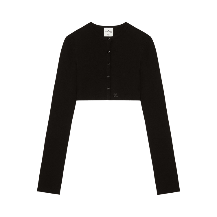 Courrèges Knit Cropped Cardigan "Black"
