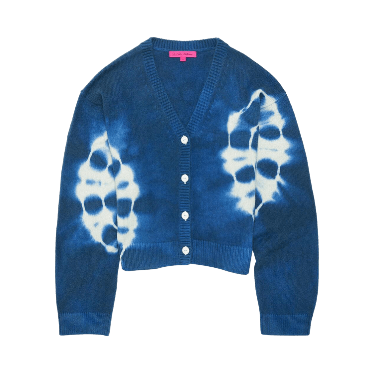 The Elder Statesman Spiral City Cardigan "White/Navy"