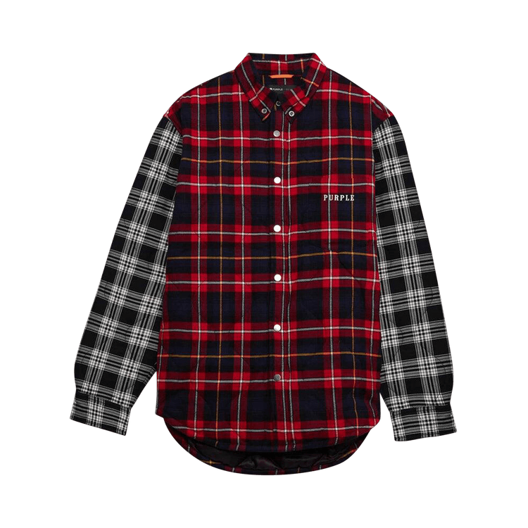 PURPLE BRAND Quilted Plaid Shirt "Red"