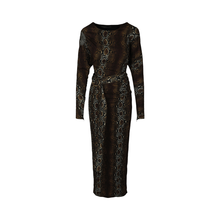 Versace Snake Printed Long-Sleeve Dress "Multicolor"