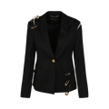 Versace Safety Pin Notch Lapel Blazer "Black"