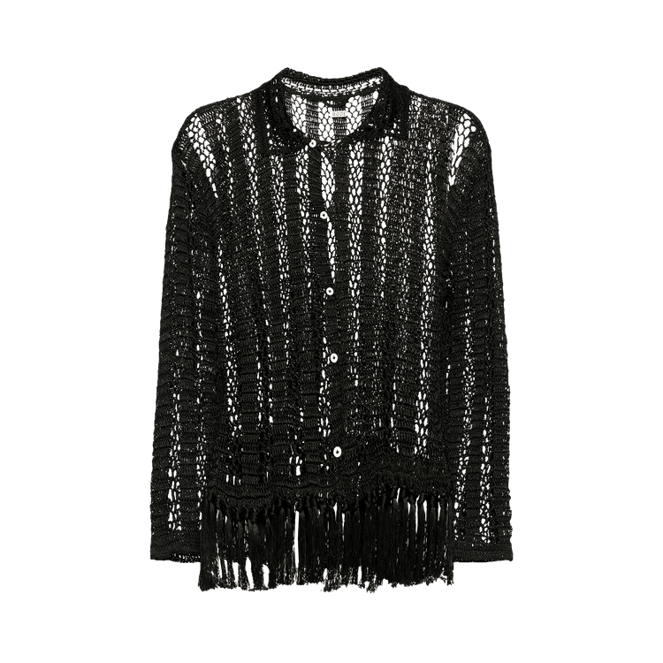 Bode Crochet Fringe Shirt "Black"