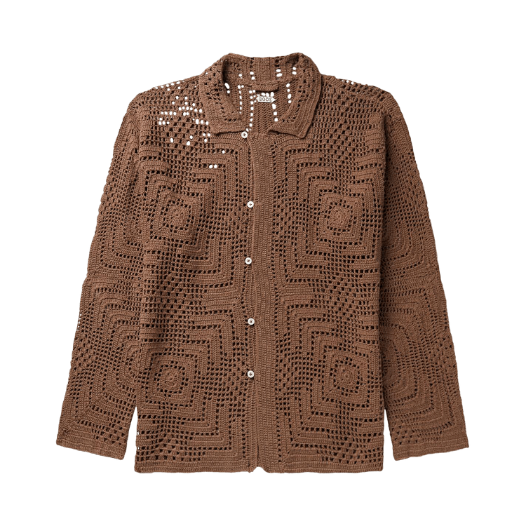 Bode Overdye Crochet Shirt "Brown"