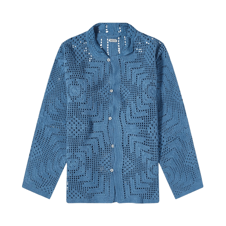 Bode Overdye Crochet Shirt "Petrol"