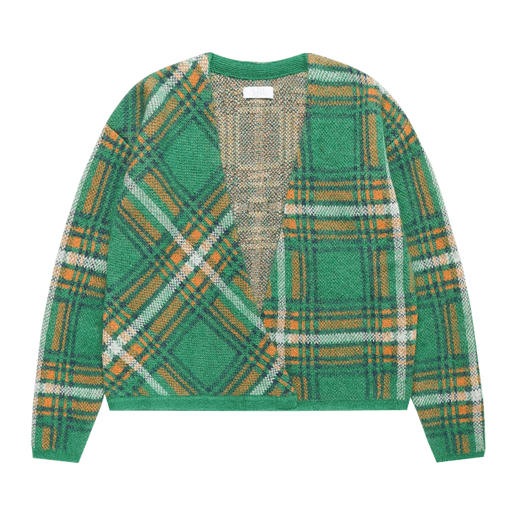 ERL Jacquard Plaid Cardigan "Green"