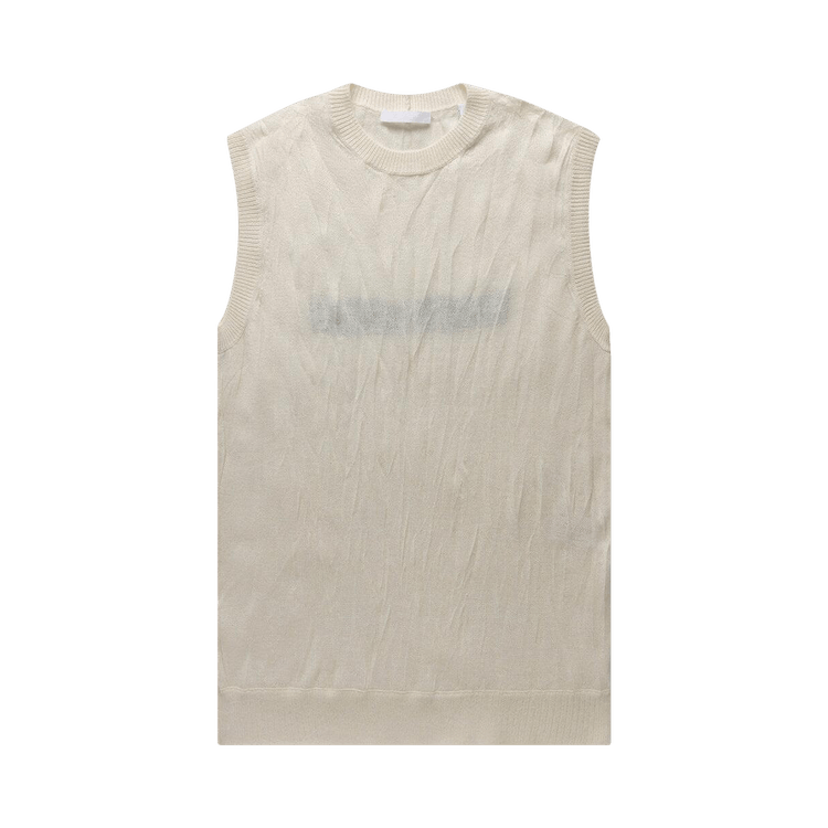 Helmut Lang Sleeveless Crushed Knit Top "Ivory"