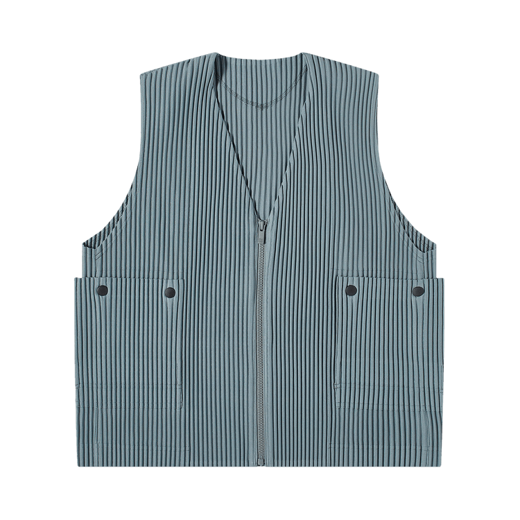 Homme Plissé Issey Miyake Pleated Gilet "Moss Grey"