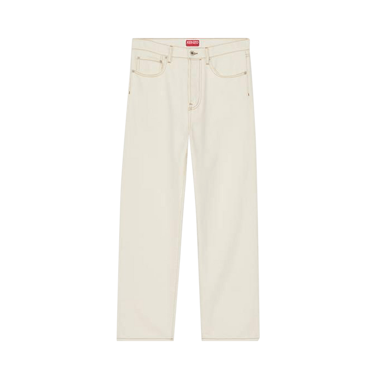 Kenzo Creations Cropped Asagao Straight Jeans "Stone Bleached White"