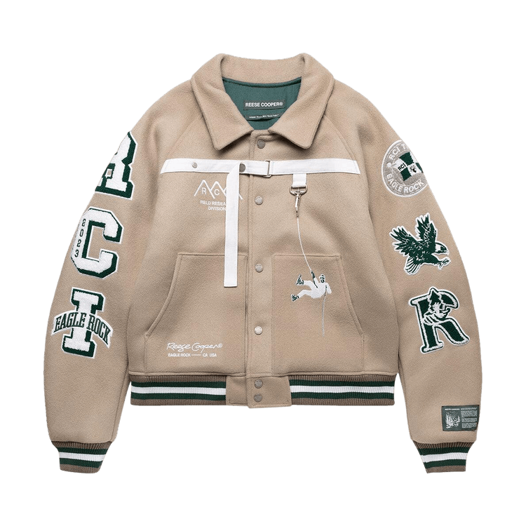 Reese Cooper Research Division Wool Varsity Jacket "Stone"