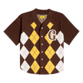 GOLF WANG Monarch Argyle Baseball Jersey "Brown/Yellow"