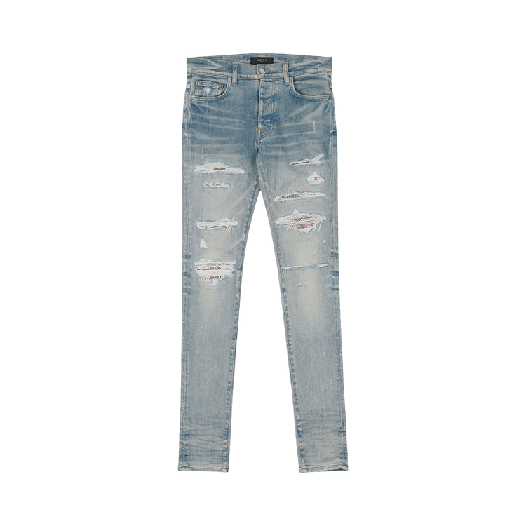 Amiri Bleachout Crystal Thrasher Jeans "Antique Indigo"