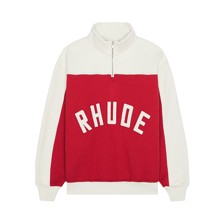 Rhude Contrast Quarter Zip Varsity "Red/Cream"