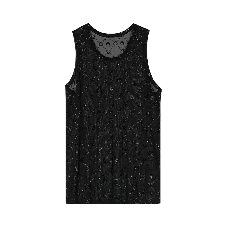 Marine Serre Regenerated Mesh Flock Glitter Tank Top "Black"
