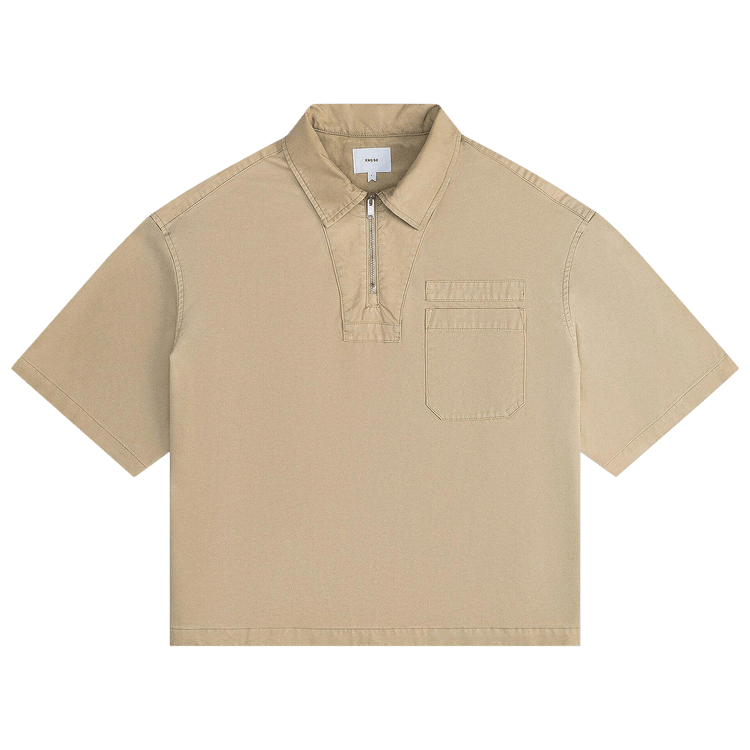 Rhude Boxy Half Zip Spray Short-Sleeve Shirt "Khaki"